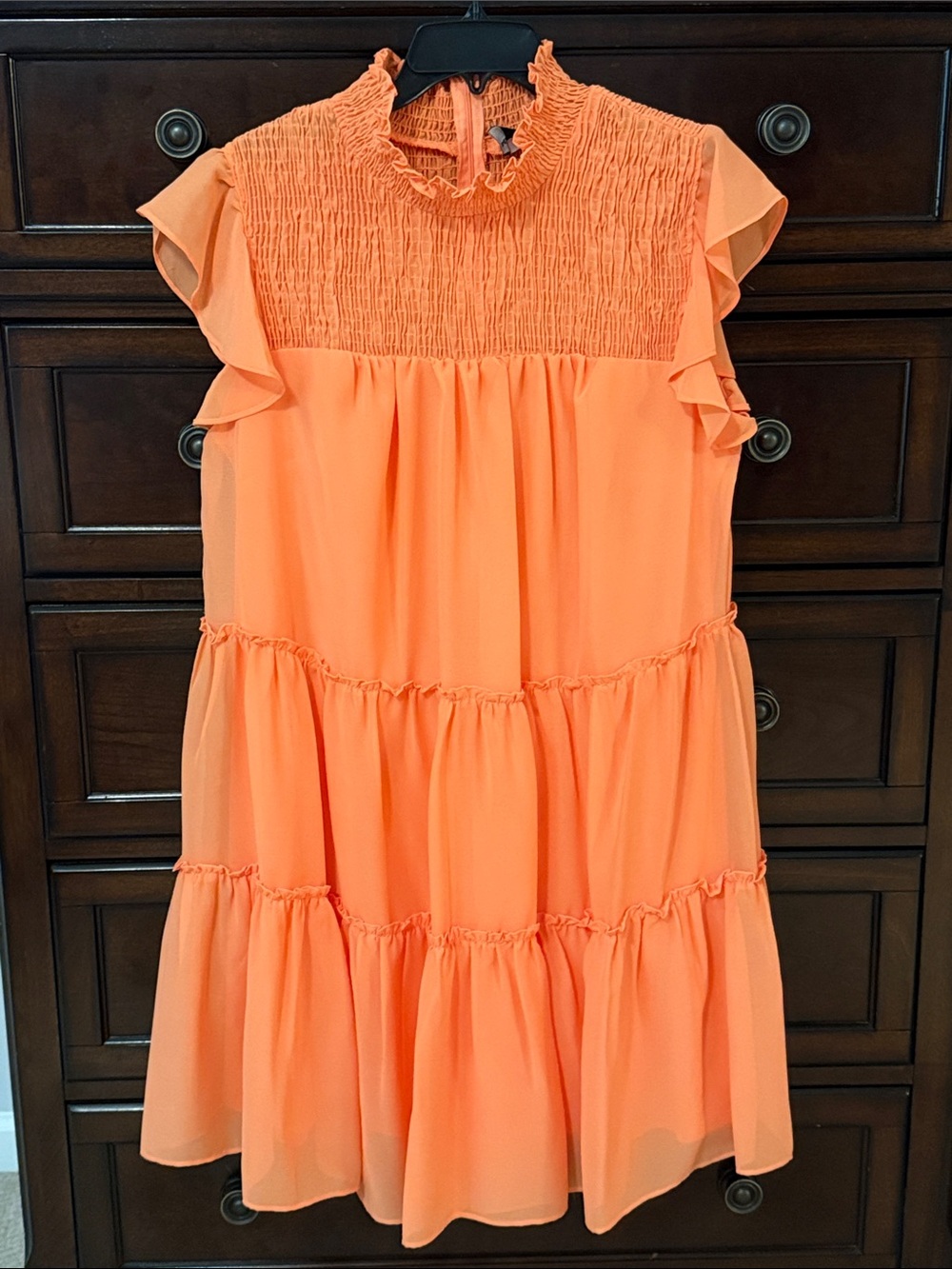 Orange Ruffled Tiered Dress